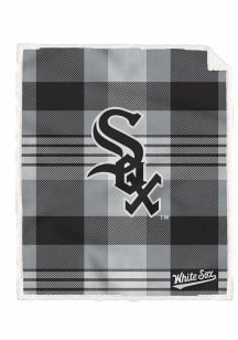 Chicago White Sox Plaid Steel 60x70 Sherpa Fleece Blanket - Black