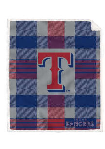 Texas Rangers Plaid Steel 60x70 Sherpa Fleece Blanket - Blue