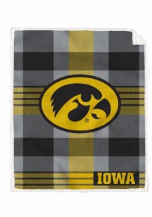 Iowa Hawkeyes Plaid Steel 60x70 Sherpa Fleece Blanket - Black