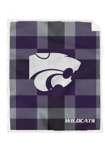 K-State Wildcats Plaid Steel 60x70 Sherpa Fleece Blanket - Purple