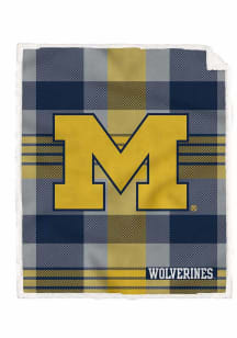 Michigan Wolverines Plaid Steel 60x70 Sherpa Fleece Blanket - Yellow