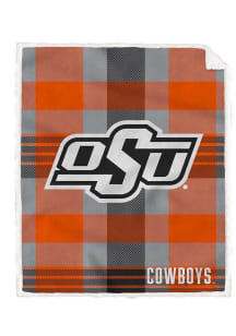 Oklahoma State Cowboys Plaid Steel 60x70 Sherpa Fleece Blanket - Orange