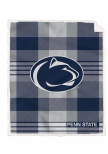 Penn State Nittany Lions Plaid Steel 60x70 Sherpa Fleece Blanket - Blue