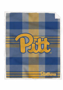Pitt Panthers Plaid Steel 60x70 Sherpa Fleece Blanket - Gold