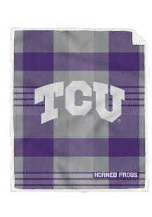 TCU Horned Frogs Plaid Steel 60x70 Sherpa Fleece Blanket - Purple
