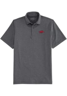Vineyard Vines Arkansas Razorbacks Mens Black St. Jean Stripe Short Sleeve Fashion Polo