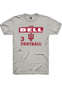 Jaylen Bell Indiana Hoosiers Ash Football NIL Striped Short Sleeve Player T Shirt