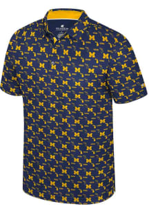 Colosseum Michigan Wolverines Mens Navy Blue Truthsayer Short Sleeve Polo