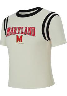 Concepts Sport Maryland Terrapins Womens Cream Ladies Football Short Sleeve T-Shirt