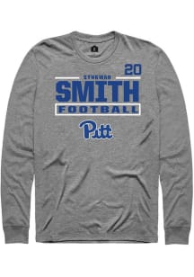 Synkwan Smith Pitt Panthers Graphite Football NIL Stacked Box Long Sleeve Player T Shirt