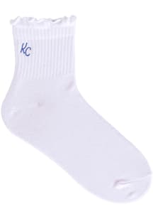 Kansas City KC White Ruffle Womens Crew Socks