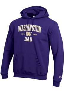 Champion Washington Huskies Mens Purple Est Date Dad Powerblend Long Sleeve Hoodie