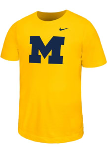 Nike Michigan Wolverines Youth Yellow Primary Logo Short Sleeve T-Shirt