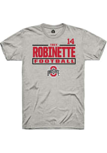 Trey Robinette Ohio State Buckeyes Ash Football NIL Stacked Box Short Sleeve Player T Shirt