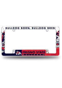 Fresno State Bulldogs Primary All Over Chrome License Plate Frame - White