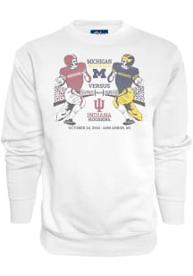Blue 84 Michigan Wolverines Mens White Football vs Indiana Hoosiers Long Sleeve Crew Sweatshirt