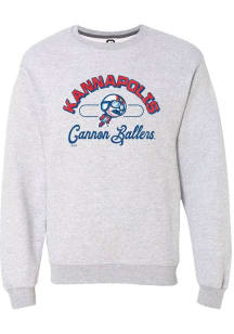 Summit Sportswear Kannapolis Cannon Ballers Mens Grey Vintage Arch Script Long Sleeve Hoodie