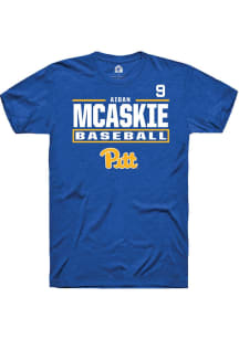 Aidan McAskie Pitt Panthers Blue NIL Stacked Box Short Sleeve Player T Shirt