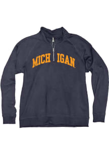 Blue 84 Michigan Wolverines Womens Navy Blue Sanded Fleece Qtr Zip