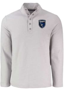 Cutter and Buck San Jose Earthquakes Mens Grey Hunts Point Long Sleeve Qtr Zip Pullover
