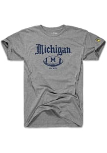 The Mitten State Michigan Wolverines Grey Football Football Olde English Short Sleeve Fashion T Sh..