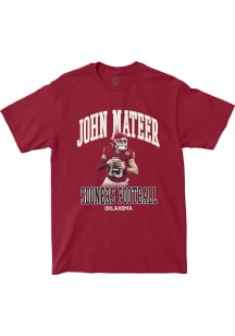 John Mateer Oklahoma Sooners Crimson NIL Player Graphic Short Sleeve Fashion Player T Shirt