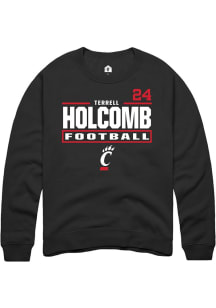 Terrell Holcomb Cincinnati Bearcats Mens Black Football NIL Stacked Box Player Crew
