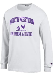 Champion Northwestern Wildcats White Swimming & Diving Icon Jersey Long Sleeve T Shirt