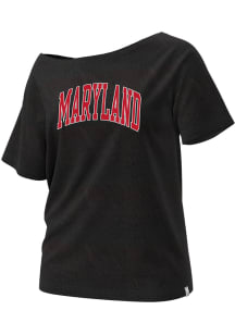 Champion Maryland Terrapins Womens Black Off Shoulder Short Sleeve T-Shirt