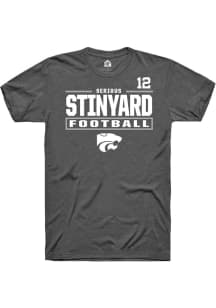 Serious Stinyard K-State Wildcats Dark Grey Football NIL Stacked Box Short Sleeve Player T Shirt