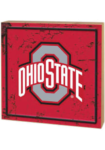 KH Sports Fan Ohio State Buckeyes Rusted Block Sign - Red