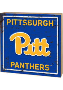 KH Sports Fan Pitt Panthers Rusted Block Sign - Blue