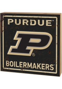 KH Sports Fan Purdue Boilermakers Rusted Block Sign - Black