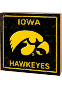 KH Sports Fan Iowa Hawkeyes Rusted Block Sign - Gold