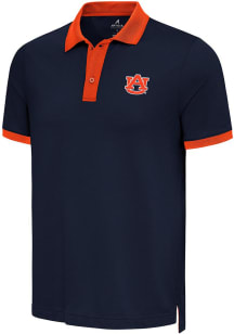 Antigua Auburn Tigers Mens Navy Blue Noble Colorblock Short Sleeve Polo