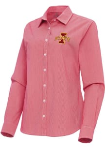 Antigua Iowa State Cyclones Womens Porter Long Sleeve Cardinal Dress Shirt