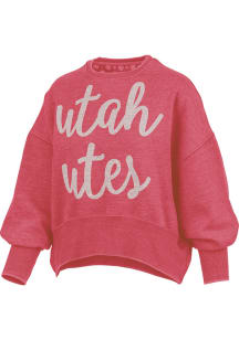 Pressbox Utah Utes Womens Red Chelsea Youngstown Crew Sweatshirt
