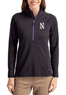 Cutter and Buck Northwestern Wildcats Womens Black Adapt Eco Qtr Zip Pullover