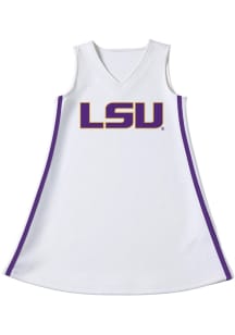 LSU Tigers Girls White V-Neck Set Cheer Dress