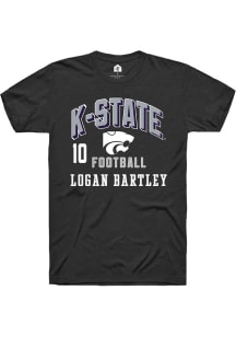 Logan Bartley K-State Wildcats Black Football NIL Arch Logo Short Sleeve Player T Shirt