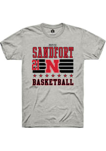 Pryce Sandfort Nebraska Cornhuskers Ash NIL Striped Short Sleeve Player T Shirt