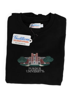 Purdue Boilermakers Mens Black Cary Quad Long Sleeve Crew Sweatshirt