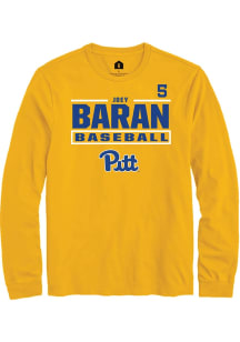 Joey Baran Pitt Panthers Gold NIL Stacked Box Long Sleeve Player T Shirt