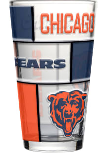 Chicago Bears 16oz Quilted Stained Pint Glass - White