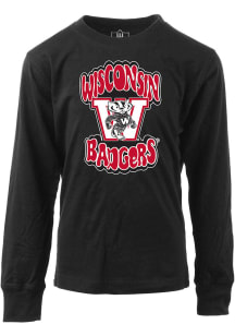 Wes and Willy Wisconsin Badgers Boys Black Bubble Wordmark Long Sleeve T-Shirt