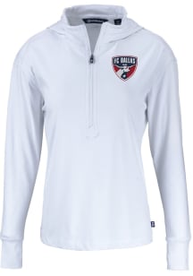Cutter and Buck FC Dallas Womens White Daybreak Hood Qtr Zip