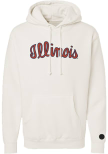 Something Inked Illinois Fighting Illini Mens Ivory Arch Mascot Long Sleeve Hoodie