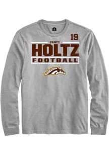 Vance Holtz Western Michigan Broncos Grey Football NIL Stacked Box Long Sleeve Player T Shirt