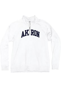Blue 84 Akron Zips Womens White Sanded Fleece Qtr Zip