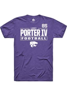 Larry  Porter IV K-State Wildcats Purple Football NIL Stacked Box Short Sleeve Player T Shirt